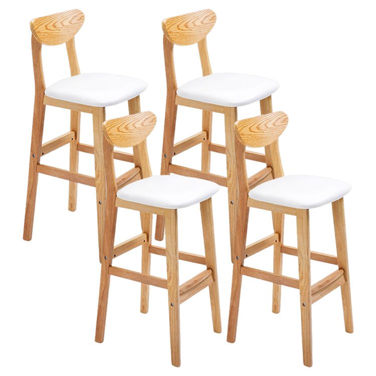 Modern Counter Bar Stool Armless Wood Bar Stool with Footrest and Backrest Natural White 4 Piece Set Clearhalo 'Bar Furniture' 'Bar Stools' 'bar_stools' 'furn' 'furn_bar_stools' 'furniture_bar_stools' 'Kitchen & Dining Furniture' 'kitchen&dining_furn' 'kitchen' 'kitchen_furn' Furniture' 4512556