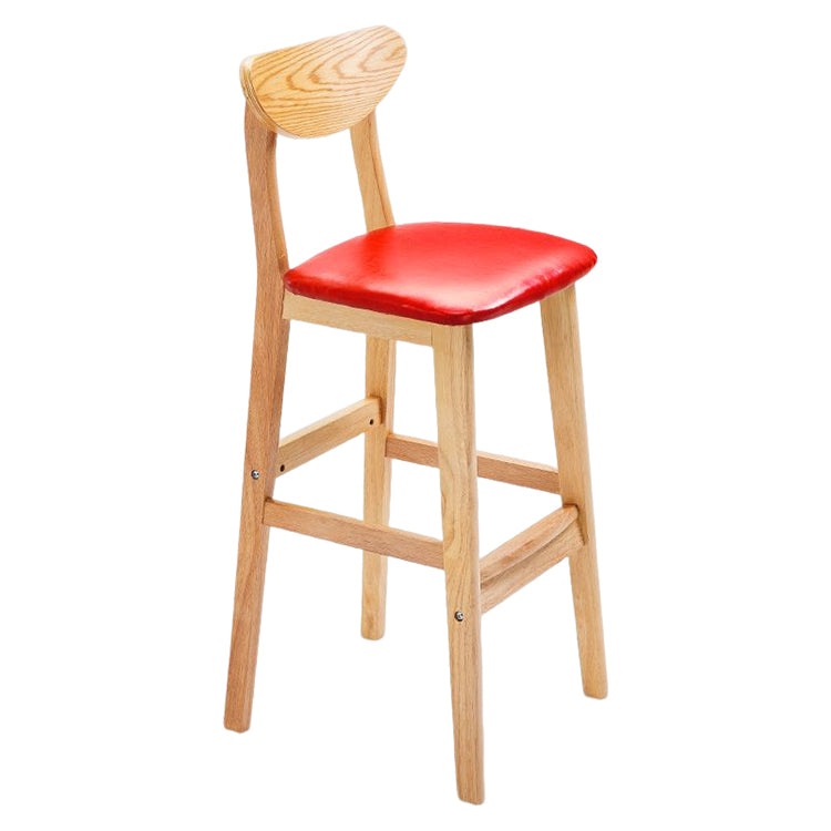 Modern Counter Bar Stool Armless Wood Bar Stool with Footrest and Backrest Natural Red 1 Piece Clearhalo 'Bar Furniture' 'Bar Stools' 'bar_stools' 'furn' 'furn_bar_stools' 'furniture_bar_stools' 'Kitchen & Dining Furniture' 'kitchen&dining_furn' 'kitchen' 'kitchen_furn' Furniture' 4512557