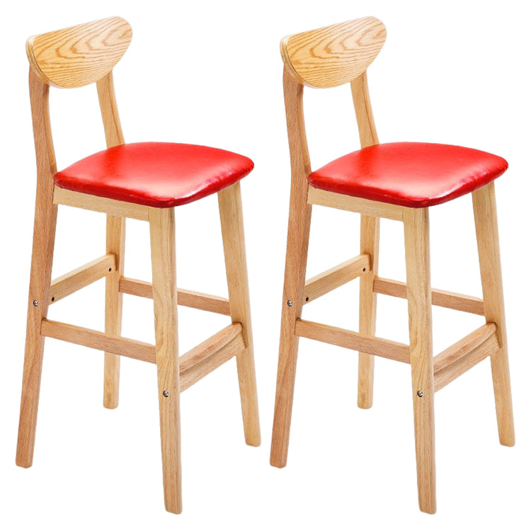 Modern Counter Bar Stool Armless Wood Bar Stool with Footrest and Backrest Natural Red 2 Piece Set Clearhalo 'Bar Furniture' 'Bar Stools' 'bar_stools' 'furn' 'furn_bar_stools' 'furniture_bar_stools' 'Kitchen & Dining Furniture' 'kitchen&dining_furn' 'kitchen' 'kitchen_furn' Furniture' 4512558