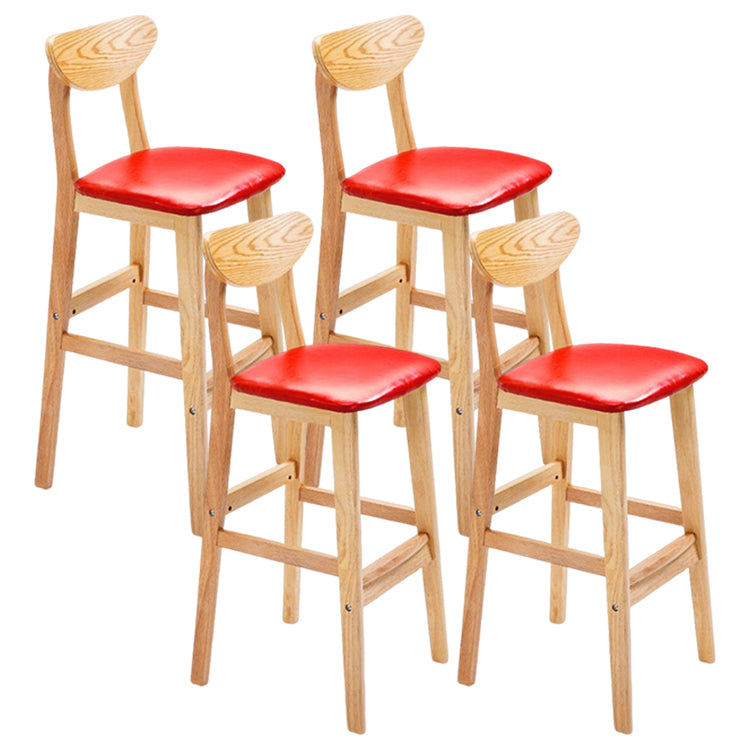 Modern Counter Bar Stool Armless Wood Bar Stool with Footrest and Backrest Natural Red 4 Piece Set Clearhalo 'Bar Furniture' 'Bar Stools' 'bar_stools' 'furn' 'furn_bar_stools' 'furniture_bar_stools' 'Kitchen & Dining Furniture' 'kitchen&dining_furn' 'kitchen' 'kitchen_furn' Furniture' 4512559