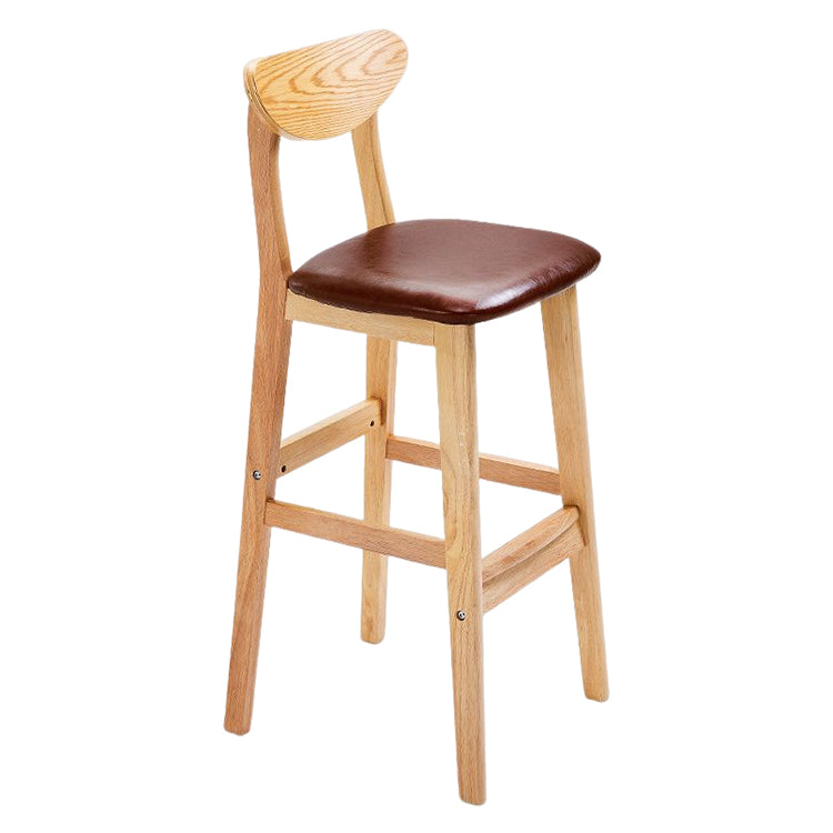 Modern Counter Bar Stool Armless Wood Bar Stool with Footrest and Backrest Natural Brown 1 Piece Clearhalo 'Bar Furniture' 'Bar Stools' 'bar_stools' 'furn' 'furn_bar_stools' 'furniture_bar_stools' 'Kitchen & Dining Furniture' 'kitchen&dining_furn' 'kitchen' 'kitchen_furn' Furniture' 4512560