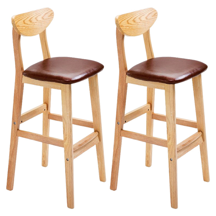 Modern Counter Bar Stool Armless Wood Bar Stool with Footrest and Backrest Natural Brown 2 Piece Set Clearhalo 'Bar Furniture' 'Bar Stools' 'bar_stools' 'furn' 'furn_bar_stools' 'furniture_bar_stools' 'Kitchen & Dining Furniture' 'kitchen&dining_furn' 'kitchen' 'kitchen_furn' Furniture' 4512561