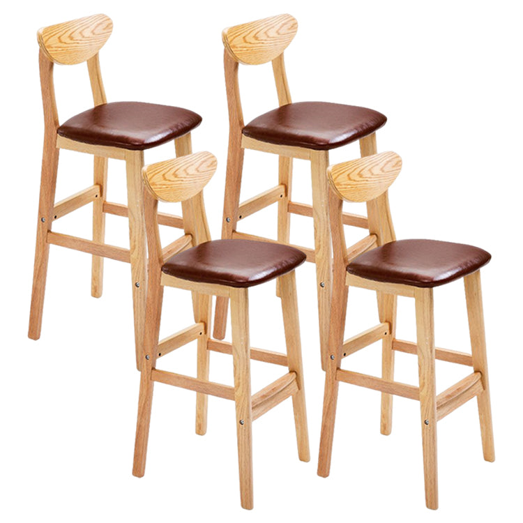 Modern Counter Bar Stool Armless Wood Bar Stool with Footrest and Backrest Natural Brown 4 Piece Set Clearhalo 'Bar Furniture' 'Bar Stools' 'bar_stools' 'furn' 'furn_bar_stools' 'furniture_bar_stools' 'Kitchen & Dining Furniture' 'kitchen&dining_furn' 'kitchen' 'kitchen_furn' Furniture' 4512562