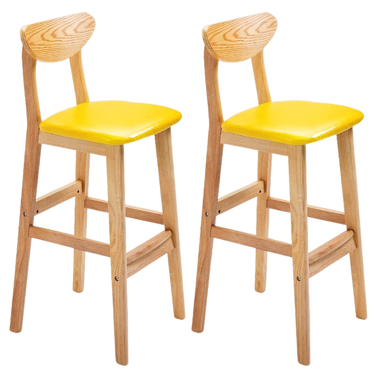 Modern Counter Bar Stool Armless Wood Bar Stool with Footrest and Backrest Natural Yellow 2 Piece Set Clearhalo 'Bar Furniture' 'Bar Stools' 'bar_stools' 'furn' 'furn_bar_stools' 'furniture_bar_stools' 'Kitchen & Dining Furniture' 'kitchen&dining_furn' 'kitchen' 'kitchen_furn' Furniture' 4512567