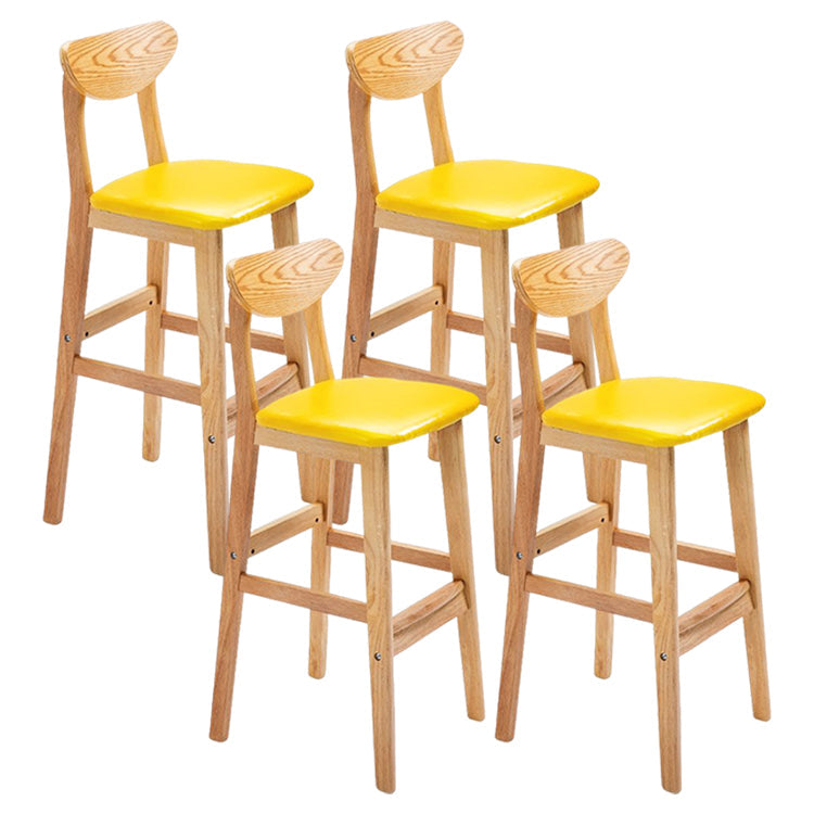 Modern Counter Bar Stool Armless Wood Bar Stool with Footrest and Backrest Natural Yellow 4 Piece Set Clearhalo 'Bar Furniture' 'Bar Stools' 'bar_stools' 'furn' 'furn_bar_stools' 'furniture_bar_stools' 'Kitchen & Dining Furniture' 'kitchen&dining_furn' 'kitchen' 'kitchen_furn' Furniture' 4512568