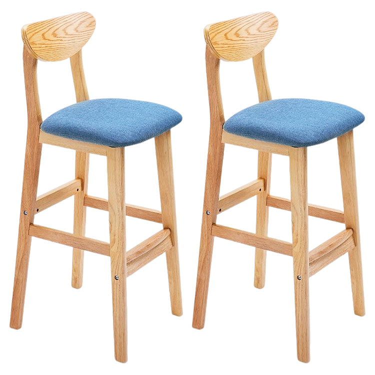 Modern Counter Bar Stool Armless Wood Bar Stool with Footrest and Backrest Natural Blue 2 Piece Set Clearhalo 'Bar Furniture' 'Bar Stools' 'bar_stools' 'furn' 'furn_bar_stools' 'furniture_bar_stools' 'Kitchen & Dining Furniture' 'kitchen&dining_furn' 'kitchen' 'kitchen_furn' Furniture' 4512573