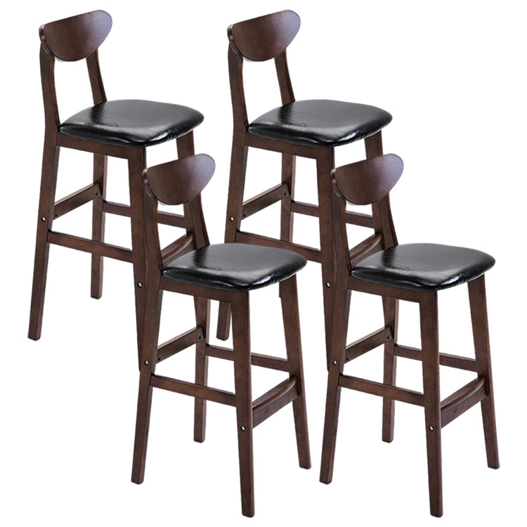 Modern Counter Bar Stool Armless Wood Bar Stool with Footrest and Backrest Brown Black 4 Piece Set Clearhalo 'Bar Furniture' 'Bar Stools' 'bar_stools' 'furn' 'furn_bar_stools' 'furniture_bar_stools' 'Kitchen & Dining Furniture' 'kitchen&dining_furn' 'kitchen' 'kitchen_furn' Furniture' 4512577