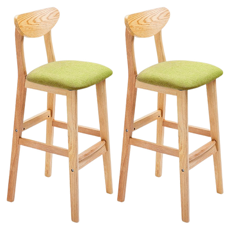 Modern Counter Bar Stool Armless Wood Bar Stool with Footrest and Backrest Natural Green 2 Piece Set Clearhalo 'Bar Furniture' 'Bar Stools' 'bar_stools' 'furn' 'furn_bar_stools' 'furniture_bar_stools' 'Kitchen & Dining Furniture' 'kitchen&dining_furn' 'kitchen' 'kitchen_furn' Furniture' 4512579