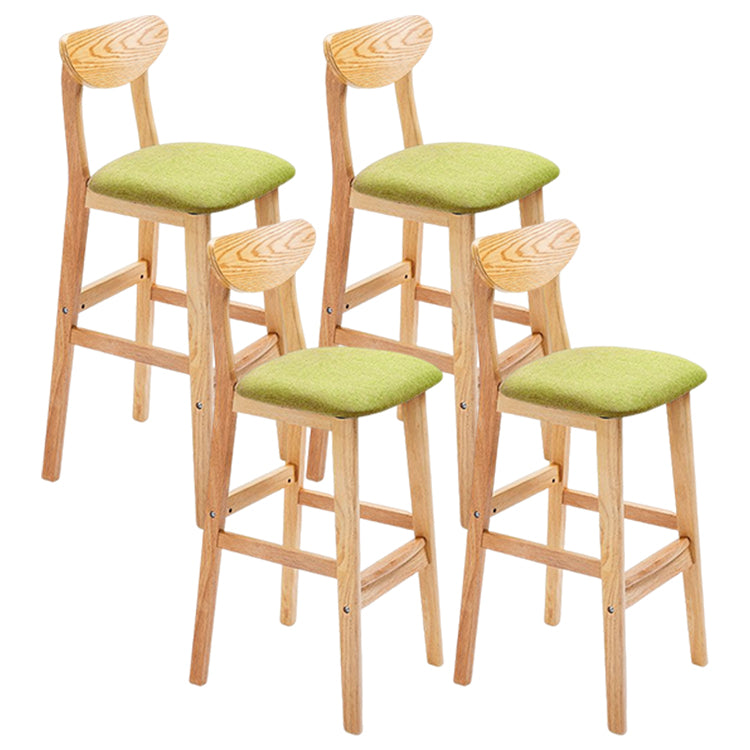Modern Counter Bar Stool Armless Wood Bar Stool with Footrest and Backrest Natural Green 4 Piece Set Clearhalo 'Bar Furniture' 'Bar Stools' 'bar_stools' 'furn' 'furn_bar_stools' 'furniture_bar_stools' 'Kitchen & Dining Furniture' 'kitchen&dining_furn' 'kitchen' 'kitchen_furn' Furniture' 4512580