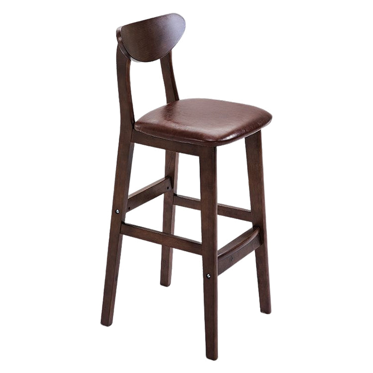 Modern Counter Bar Stool Armless Wood Bar Stool with Footrest and Backrest Brown Brown 1 Piece Clearhalo 'Bar Furniture' 'Bar Stools' 'bar_stools' 'furn' 'furn_bar_stools' 'furniture_bar_stools' 'Kitchen & Dining Furniture' 'kitchen&dining_furn' 'kitchen' 'kitchen_furn' Furniture' 4512584
