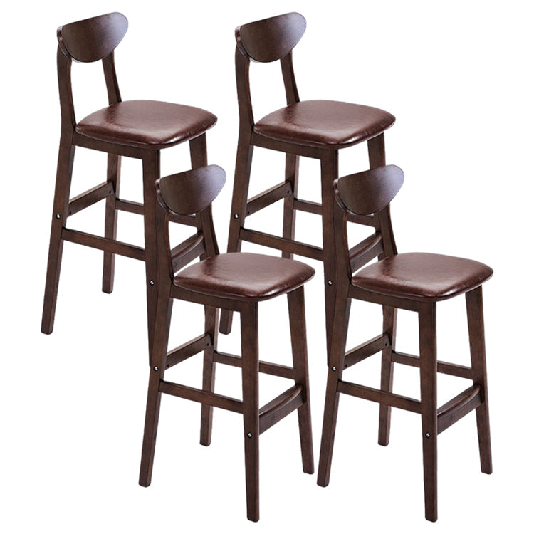 Modern Counter Bar Stool Armless Wood Bar Stool with Footrest and Backrest Brown Brown 4 Piece Set Clearhalo 'Bar Furniture' 'Bar Stools' 'bar_stools' 'furn' 'furn_bar_stools' 'furniture_bar_stools' 'Kitchen & Dining Furniture' 'kitchen&dining_furn' 'kitchen' 'kitchen_furn' Furniture' 4512586