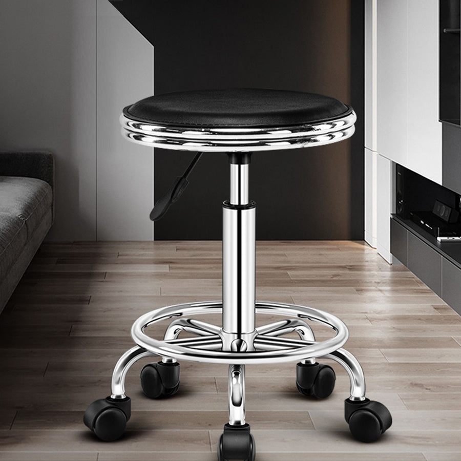 Modern Liftable Rotatable Counter Stool Steel Beauty Shop Bar Stool with Leather Cushion Clearhalo 'Bar Furniture' 'Bar Stools' 'bar_stools' 'furn' 'furn_bar_stools' 'furniture_bar_stools' 'Kitchen & Dining Furniture' 'kitchen&dining_furn' 'kitchen' 'kitchen_furn' Furniture' 4512639