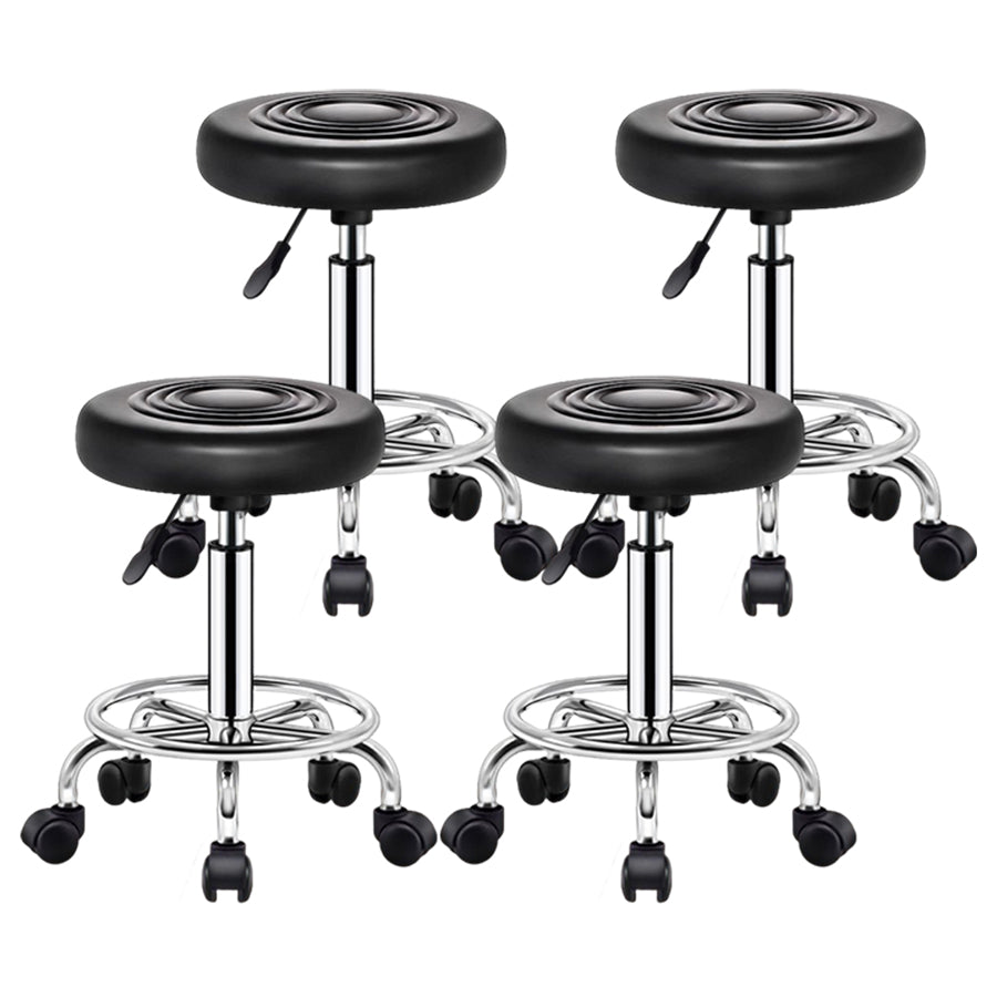Modern Liftable Rotatable Counter Stool Steel Beauty Shop Bar Stool with Leather Cushion Textured Black 4 Piece Set Clearhalo 'Bar Furniture' 'Bar Stools' 'bar_stools' 'furn' 'furn_bar_stools' 'furniture_bar_stools' 'Kitchen & Dining Furniture' 'kitchen&dining_furn' 'kitchen' 'kitchen_furn' Furniture' 4512642