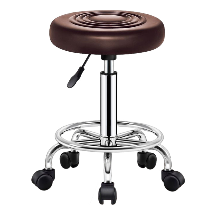 Modern Liftable Rotatable Counter Stool Steel Beauty Shop Bar Stool with Leather Cushion Dark Brown 1 Piece Clearhalo 'Bar Furniture' 'Bar Stools' 'bar_stools' 'furn' 'furn_bar_stools' 'furniture_bar_stools' 'Kitchen & Dining Furniture' 'kitchen&dining_furn' 'kitchen' 'kitchen_furn' Furniture' 4512649