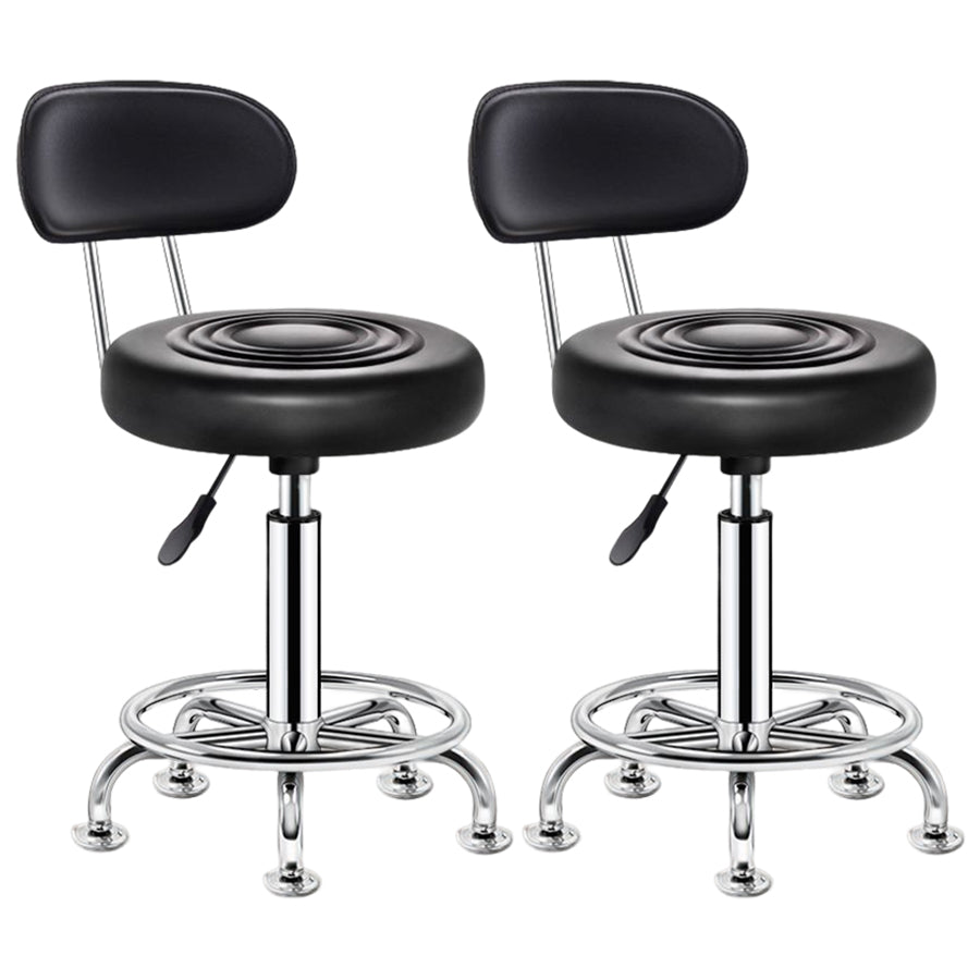 Modern Liftable Rotatable Counter Stool Steel Beauty Shop Bar Stool with Leather Cushion Purple-Black 2 Piece Set Clearhalo 'Bar Furniture' 'Bar Stools' 'bar_stools' 'furn' 'furn_bar_stools' 'furniture_bar_stools' 'Kitchen & Dining Furniture' 'kitchen&dining_furn' 'kitchen' 'kitchen_furn' Furniture' 4512655