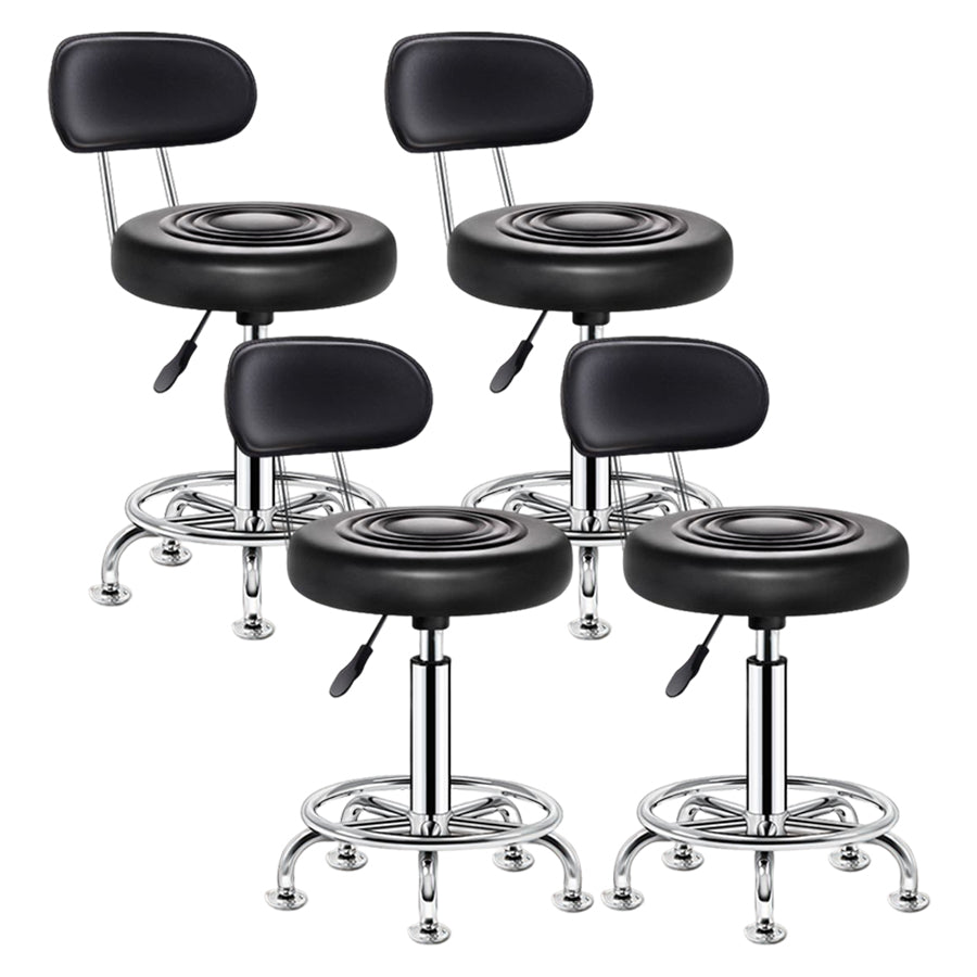 Modern Liftable Rotatable Counter Stool Steel Beauty Shop Bar Stool with Leather Cushion Purple-Black 4 Piece Set Clearhalo 'Bar Furniture' 'Bar Stools' 'bar_stools' 'furn' 'furn_bar_stools' 'furniture_bar_stools' 'Kitchen & Dining Furniture' 'kitchen&dining_furn' 'kitchen' 'kitchen_furn' Furniture' 4512656