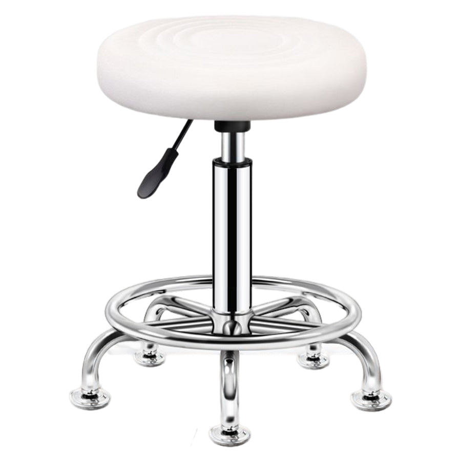 Modern Liftable Rotatable Counter Stool Steel Beauty Shop Bar Stool with Leather Cushion Gloss White 1 Piece Clearhalo 'Bar Furniture' 'Bar Stools' 'bar_stools' 'furn' 'furn_bar_stools' 'furniture_bar_stools' 'Kitchen & Dining Furniture' 'kitchen&dining_furn' 'kitchen' 'kitchen_furn' Furniture' 4512657