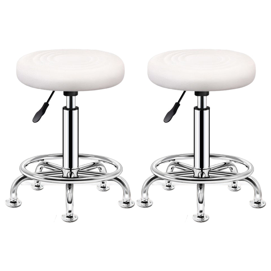Modern Liftable Rotatable Counter Stool Steel Beauty Shop Bar Stool with Leather Cushion Gloss White 2 Piece Set Clearhalo 'Bar Furniture' 'Bar Stools' 'bar_stools' 'furn' 'furn_bar_stools' 'furniture_bar_stools' 'Kitchen & Dining Furniture' 'kitchen&dining_furn' 'kitchen' 'kitchen_furn' Furniture' 4512658
