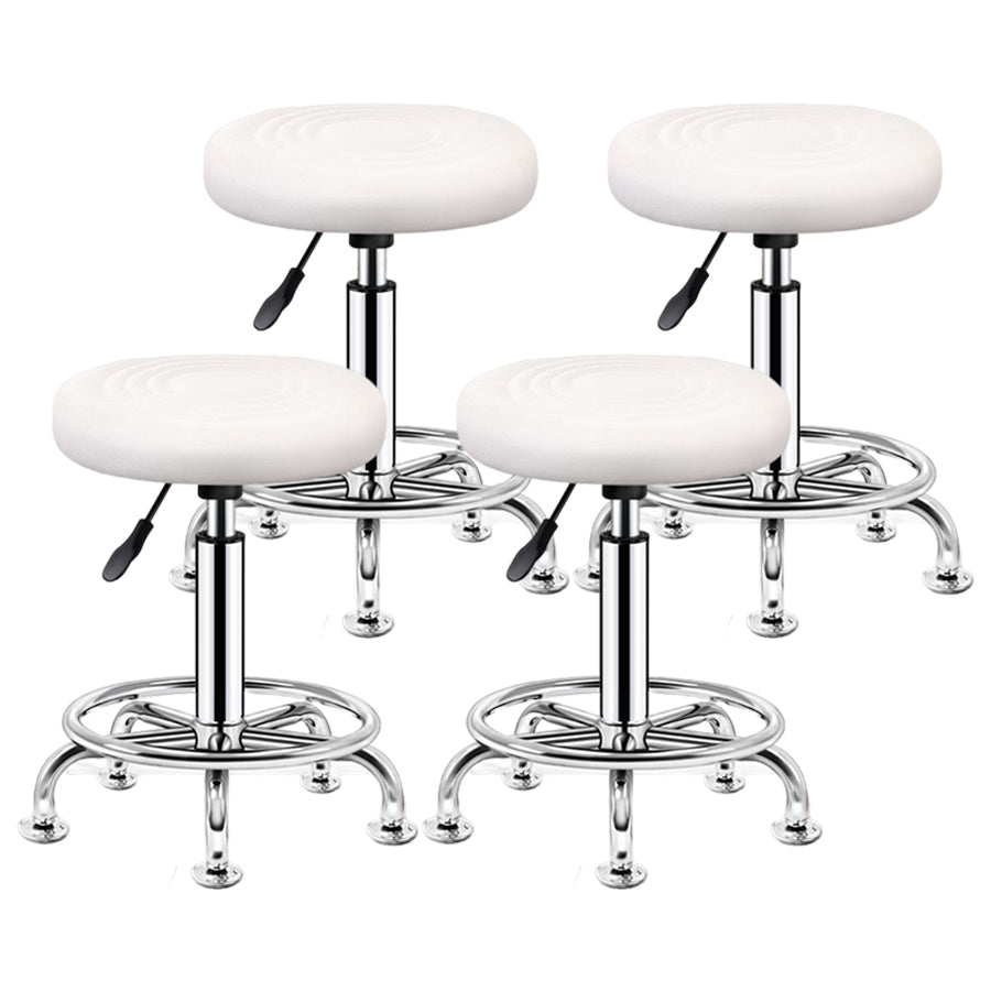 Modern Liftable Rotatable Counter Stool Steel Beauty Shop Bar Stool with Leather Cushion Gloss White 4 Piece Set Clearhalo 'Bar Furniture' 'Bar Stools' 'bar_stools' 'furn' 'furn_bar_stools' 'furniture_bar_stools' 'Kitchen & Dining Furniture' 'kitchen&dining_furn' 'kitchen' 'kitchen_furn' Furniture' 4512659