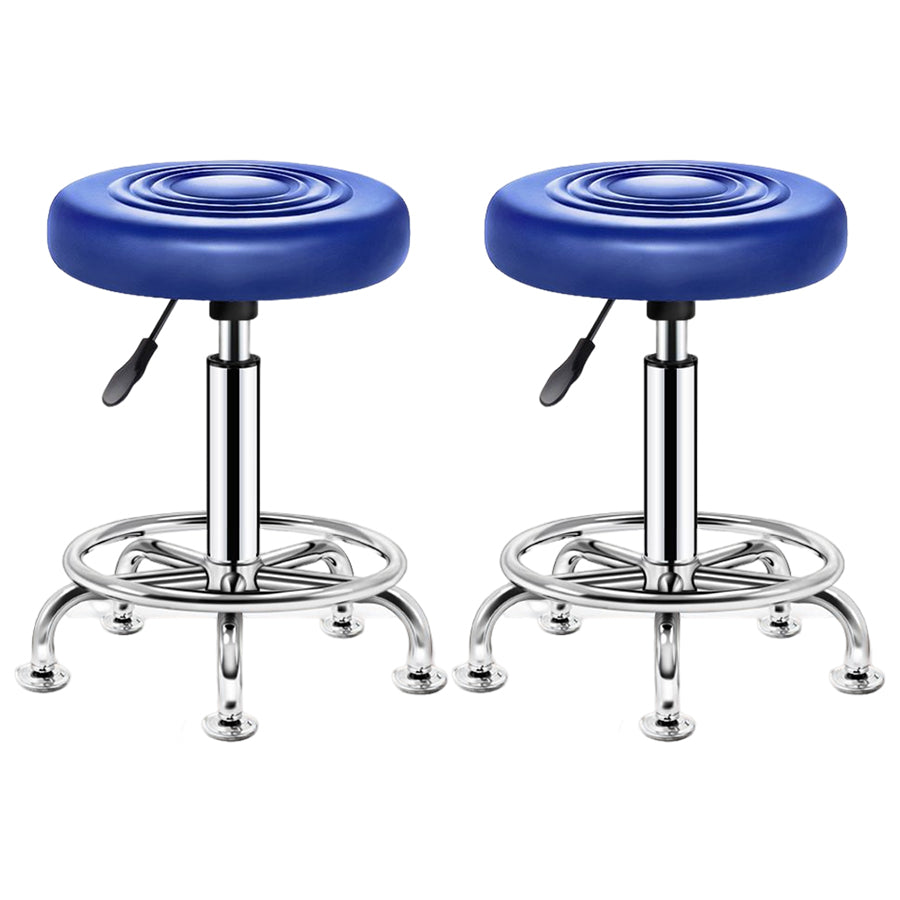 Modern Liftable Rotatable Counter Stool Steel Beauty Shop Bar Stool with Leather Cushion Light Blue 2 Piece Set Clearhalo 'Bar Furniture' 'Bar Stools' 'bar_stools' 'furn' 'furn_bar_stools' 'furniture_bar_stools' 'Kitchen & Dining Furniture' 'kitchen&dining_furn' 'kitchen' 'kitchen_furn' Furniture' 4512661