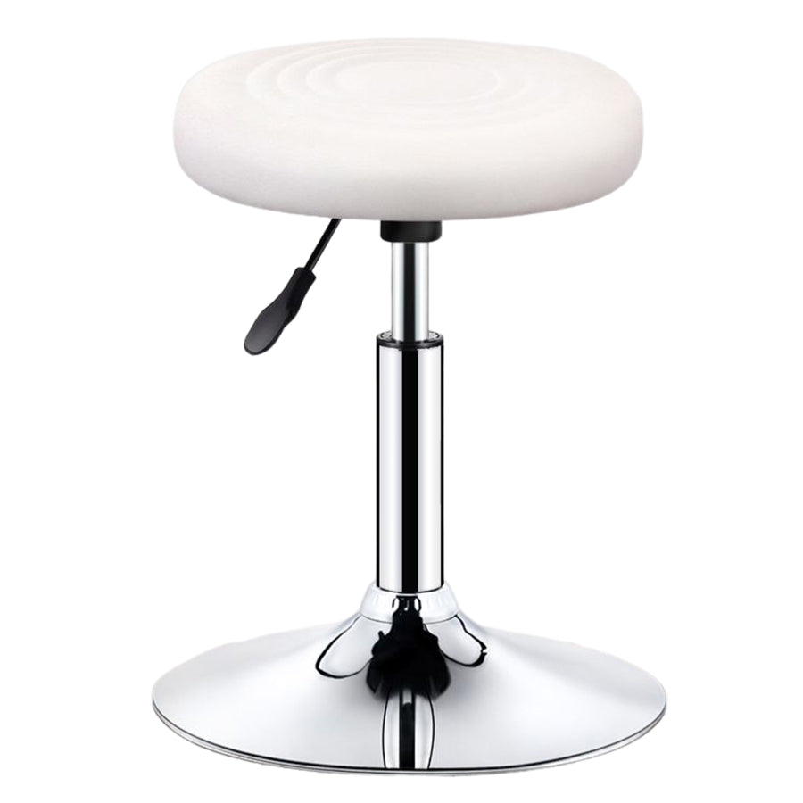 Modern Liftable Rotatable Counter Stool Steel Beauty Shop Bar Stool with Leather Cushion White 1 Piece Clearhalo 'Bar Furniture' 'Bar Stools' 'bar_stools' 'furn' 'furn_bar_stools' 'furniture_bar_stools' 'Kitchen & Dining Furniture' 'kitchen&dining_furn' 'kitchen' 'kitchen_furn' Furniture' 4512663