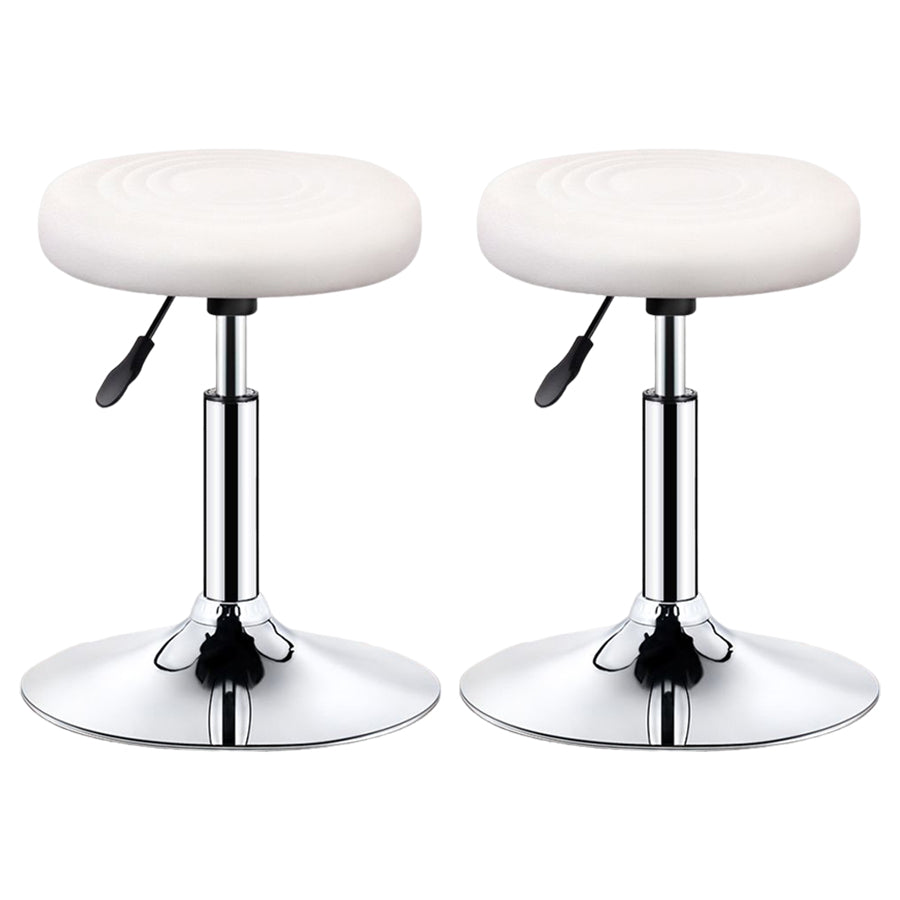 Modern Liftable Rotatable Counter Stool Steel Beauty Shop Bar Stool with Leather Cushion White 2 Piece Set Clearhalo 'Bar Furniture' 'Bar Stools' 'bar_stools' 'furn' 'furn_bar_stools' 'furniture_bar_stools' 'Kitchen & Dining Furniture' 'kitchen&dining_furn' 'kitchen' 'kitchen_furn' Furniture' 4512664