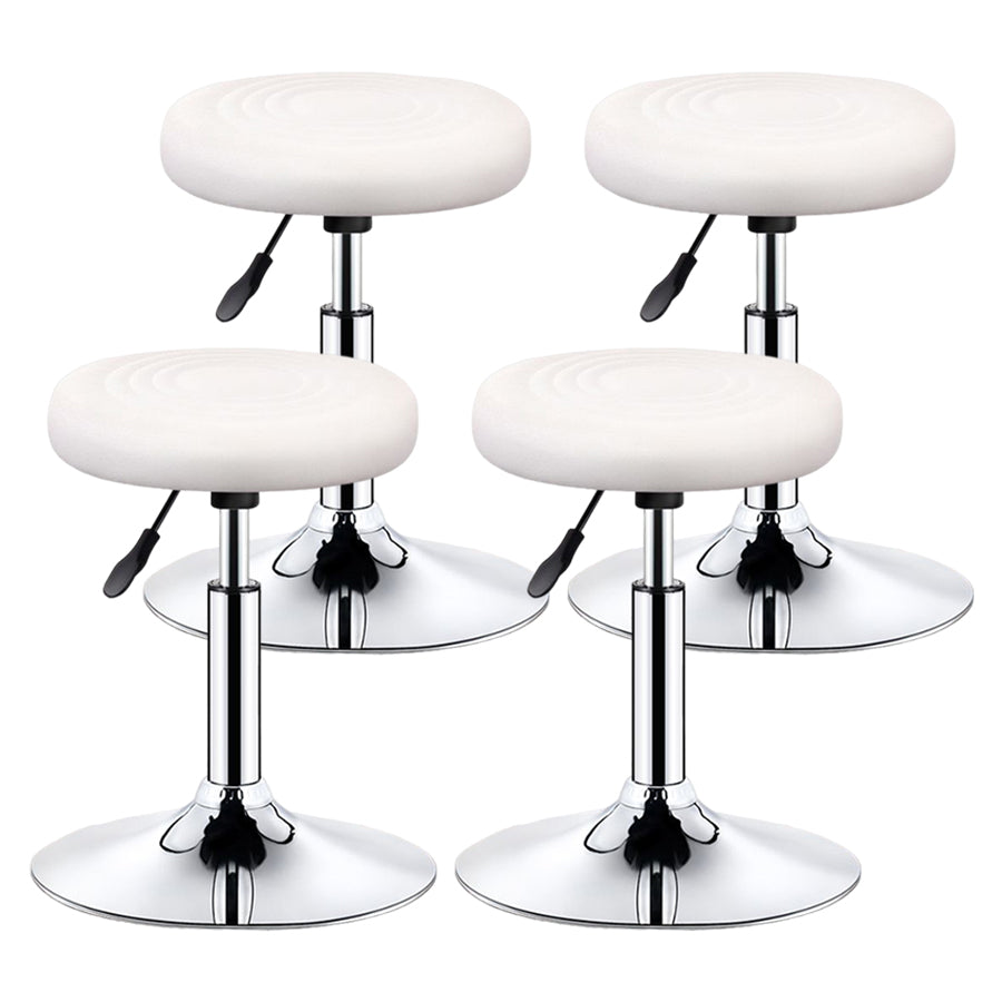 Modern Liftable Rotatable Counter Stool Steel Beauty Shop Bar Stool with Leather Cushion White 4 Piece Set Clearhalo 'Bar Furniture' 'Bar Stools' 'bar_stools' 'furn' 'furn_bar_stools' 'furniture_bar_stools' 'Kitchen & Dining Furniture' 'kitchen&dining_furn' 'kitchen' 'kitchen_furn' Furniture' 4512665
