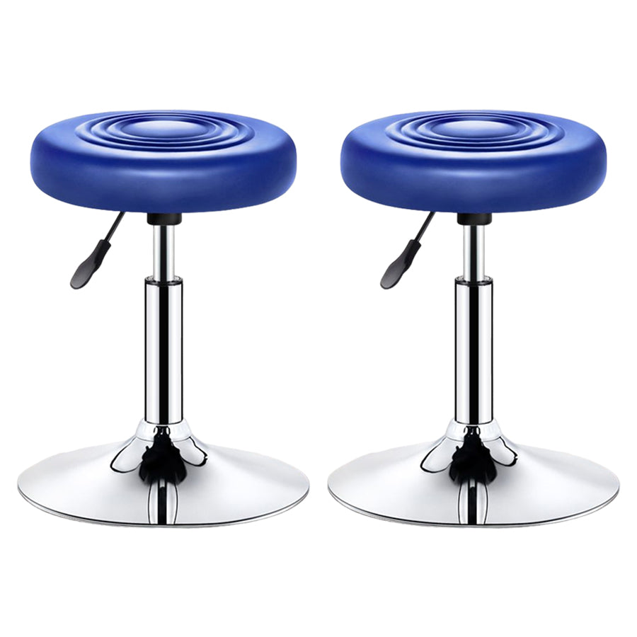 Modern Liftable Rotatable Counter Stool Steel Beauty Shop Bar Stool with Leather Cushion Royal Blue 2 Piece Set Clearhalo 'Bar Furniture' 'Bar Stools' 'bar_stools' 'furn' 'furn_bar_stools' 'furniture_bar_stools' 'Kitchen & Dining Furniture' 'kitchen&dining_furn' 'kitchen' 'kitchen_furn' Furniture' 4512667