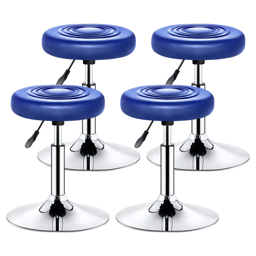 Modern Liftable Rotatable Counter Stool Steel Beauty Shop Bar Stool with Leather Cushion Royal Blue 4 Piece Set Clearhalo 'Bar Furniture' 'Bar Stools' 'bar_stools' 'furn' 'furn_bar_stools' 'furniture_bar_stools' 'Kitchen & Dining Furniture' 'kitchen&dining_furn' 'kitchen' 'kitchen_furn' Furniture' 4512668