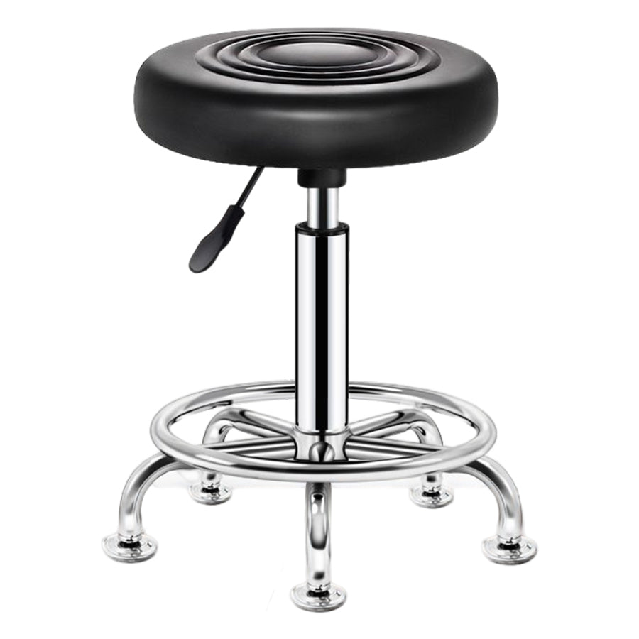 Modern Liftable Rotatable Counter Stool Steel Beauty Shop Bar Stool with Leather Cushion Gloss Black 1 Piece Clearhalo 'Bar Furniture' 'Bar Stools' 'bar_stools' 'furn' 'furn_bar_stools' 'furniture_bar_stools' 'Kitchen & Dining Furniture' 'kitchen&dining_furn' 'kitchen' 'kitchen_furn' Furniture' 4512669