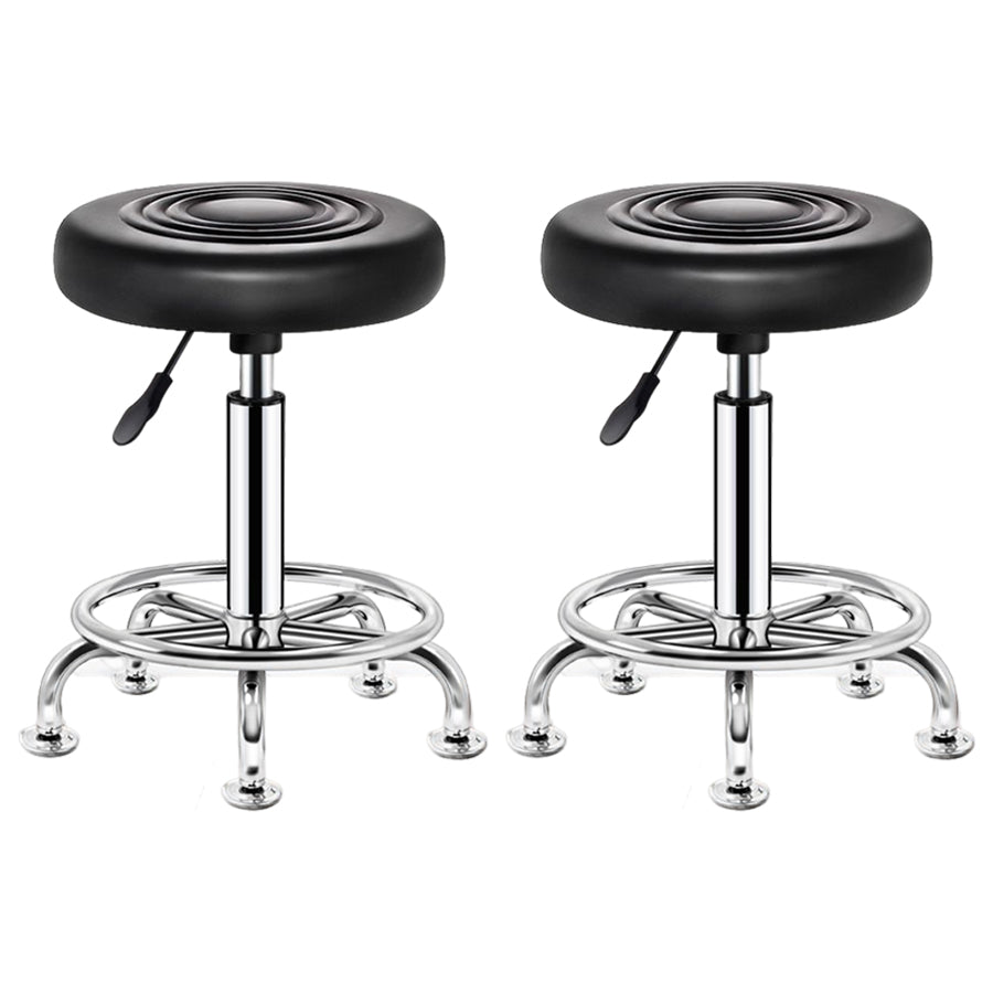 Modern Liftable Rotatable Counter Stool Steel Beauty Shop Bar Stool with Leather Cushion Gloss Black 2 Piece Set Clearhalo 'Bar Furniture' 'Bar Stools' 'bar_stools' 'furn' 'furn_bar_stools' 'furniture_bar_stools' 'Kitchen & Dining Furniture' 'kitchen&dining_furn' 'kitchen' 'kitchen_furn' Furniture' 4512670