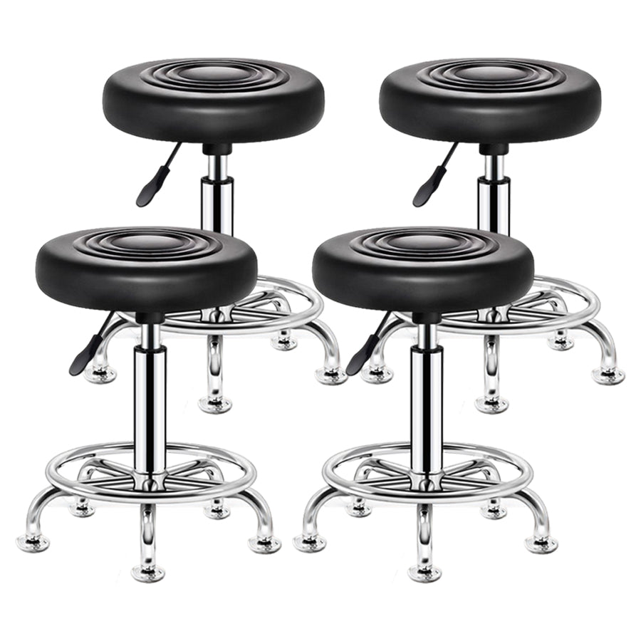 Modern Liftable Rotatable Counter Stool Steel Beauty Shop Bar Stool with Leather Cushion Gloss Black 4 Piece Set Clearhalo 'Bar Furniture' 'Bar Stools' 'bar_stools' 'furn' 'furn_bar_stools' 'furniture_bar_stools' 'Kitchen & Dining Furniture' 'kitchen&dining_furn' 'kitchen' 'kitchen_furn' Furniture' 4512671