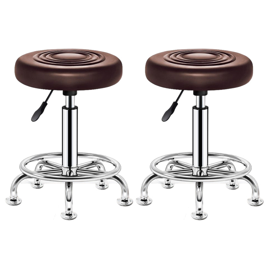 Modern Liftable Rotatable Counter Stool Steel Beauty Shop Bar Stool with Leather Cushion Light Brown 2 Piece Set Clearhalo 'Bar Furniture' 'Bar Stools' 'bar_stools' 'furn' 'furn_bar_stools' 'furniture_bar_stools' 'Kitchen & Dining Furniture' 'kitchen&dining_furn' 'kitchen' 'kitchen_furn' Furniture' 4512673