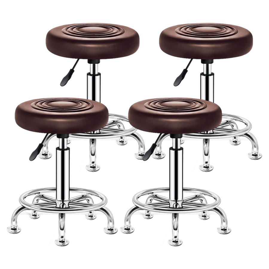 Modern Liftable Rotatable Counter Stool Steel Beauty Shop Bar Stool with Leather Cushion Light Brown 4 Piece Set Clearhalo 'Bar Furniture' 'Bar Stools' 'bar_stools' 'furn' 'furn_bar_stools' 'furniture_bar_stools' 'Kitchen & Dining Furniture' 'kitchen&dining_furn' 'kitchen' 'kitchen_furn' Furniture' 4512674