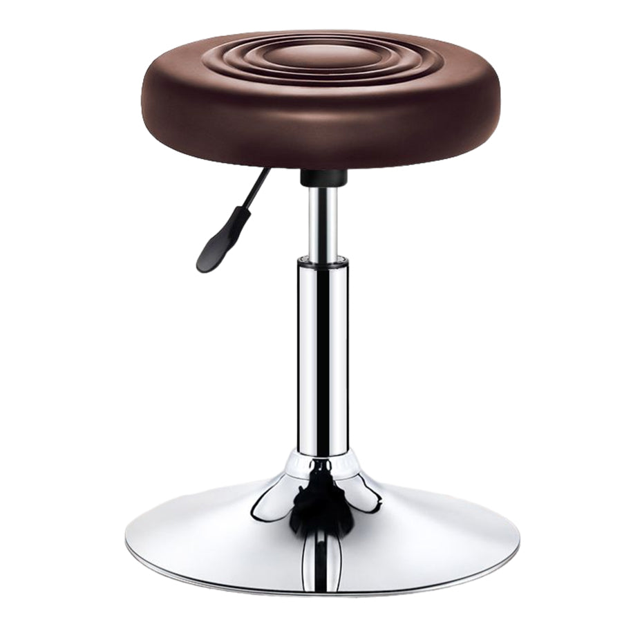 Modern Liftable Rotatable Counter Stool Steel Beauty Shop Bar Stool with Leather Cushion Brown 1 Piece Clearhalo 'Bar Furniture' 'Bar Stools' 'bar_stools' 'furn' 'furn_bar_stools' 'furniture_bar_stools' 'Kitchen & Dining Furniture' 'kitchen&dining_furn' 'kitchen' 'kitchen_furn' Furniture' 4512678