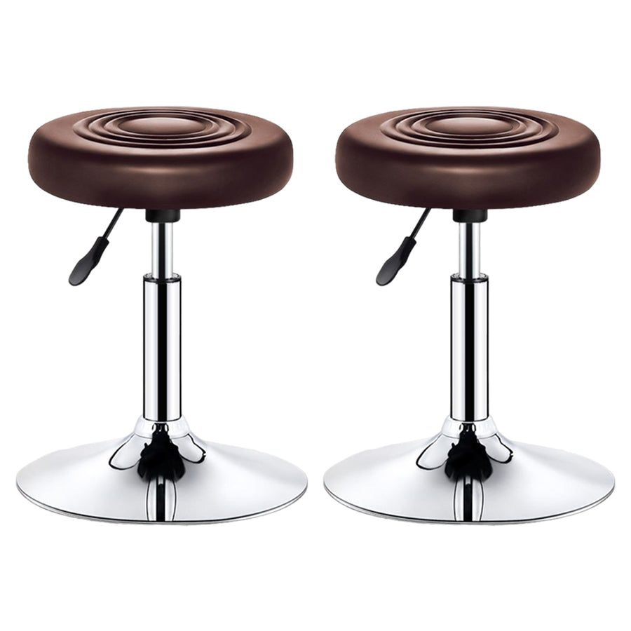 Modern Liftable Rotatable Counter Stool Steel Beauty Shop Bar Stool with Leather Cushion Brown 2 Piece Set Clearhalo 'Bar Furniture' 'Bar Stools' 'bar_stools' 'furn' 'furn_bar_stools' 'furniture_bar_stools' 'Kitchen & Dining Furniture' 'kitchen&dining_furn' 'kitchen' 'kitchen_furn' Furniture' 4512679