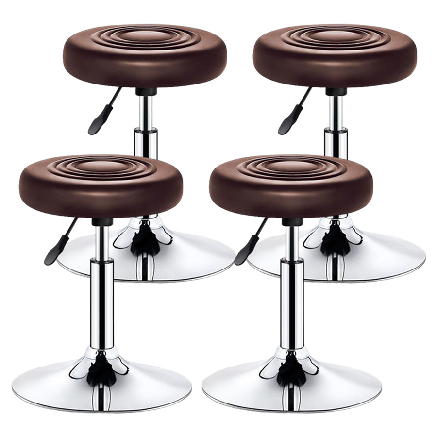 Modern Liftable Rotatable Counter Stool Steel Beauty Shop Bar Stool with Leather Cushion Brown 4 Piece Set Clearhalo 'Bar Furniture' 'Bar Stools' 'bar_stools' 'furn' 'furn_bar_stools' 'furniture_bar_stools' 'Kitchen & Dining Furniture' 'kitchen&dining_furn' 'kitchen' 'kitchen_furn' Furniture' 4512680