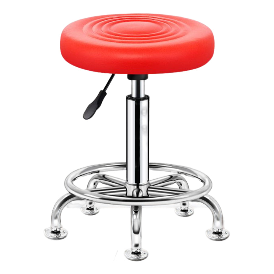Modern Liftable Rotatable Counter Stool Steel Beauty Shop Bar Stool with Leather Cushion Light Red 1 Piece Clearhalo 'Bar Furniture' 'Bar Stools' 'bar_stools' 'furn' 'furn_bar_stools' 'furniture_bar_stools' 'Kitchen & Dining Furniture' 'kitchen&dining_furn' 'kitchen' 'kitchen_furn' Furniture' 4512681