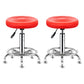 Modern Liftable Rotatable Counter Stool Steel Beauty Shop Bar Stool with Leather Cushion Light Red 2 Piece Set Clearhalo 'Bar Furniture' 'Bar Stools' 'bar_stools' 'furn' 'furn_bar_stools' 'furniture_bar_stools' 'Kitchen & Dining Furniture' 'kitchen&dining_furn' 'kitchen' 'kitchen_furn' Furniture' 4512682
