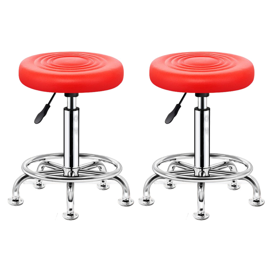 Modern Liftable Rotatable Counter Stool Steel Beauty Shop Bar Stool with Leather Cushion Light Red 2 Piece Set Clearhalo 'Bar Furniture' 'Bar Stools' 'bar_stools' 'furn' 'furn_bar_stools' 'furniture_bar_stools' 'Kitchen & Dining Furniture' 'kitchen&dining_furn' 'kitchen' 'kitchen_furn' Furniture' 4512682