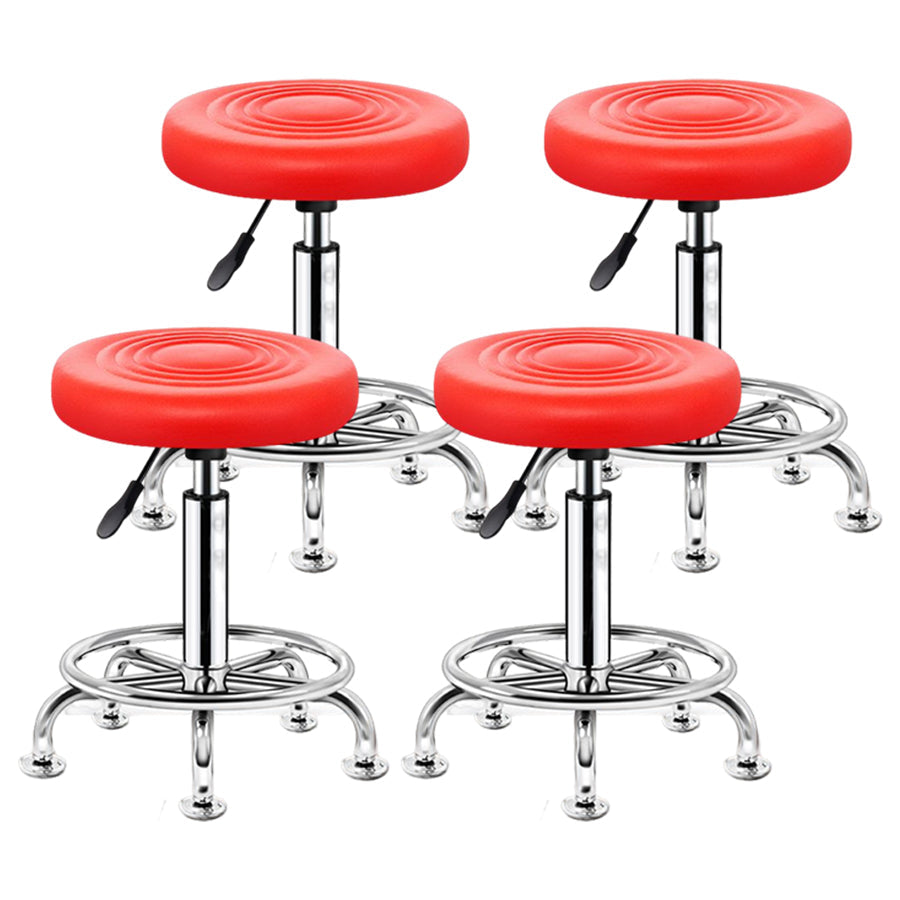 Modern Liftable Rotatable Counter Stool Steel Beauty Shop Bar Stool with Leather Cushion Light Red 4 Piece Set Clearhalo 'Bar Furniture' 'Bar Stools' 'bar_stools' 'furn' 'furn_bar_stools' 'furniture_bar_stools' 'Kitchen & Dining Furniture' 'kitchen&dining_furn' 'kitchen' 'kitchen_furn' Furniture' 4512683