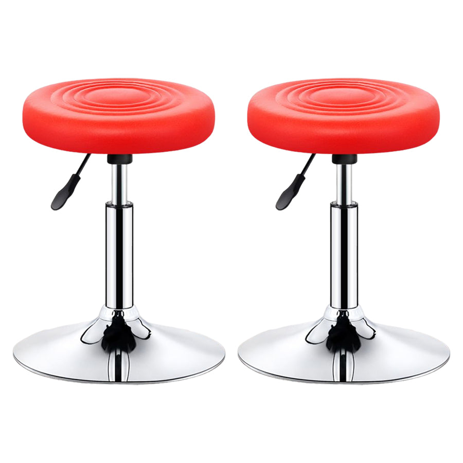 Modern Liftable Rotatable Counter Stool Steel Beauty Shop Bar Stool with Leather Cushion Red 2 Piece Set Clearhalo 'Bar Furniture' 'Bar Stools' 'bar_stools' 'furn' 'furn_bar_stools' 'furniture_bar_stools' 'Kitchen & Dining Furniture' 'kitchen&dining_furn' 'kitchen' 'kitchen_furn' Furniture' 4512685