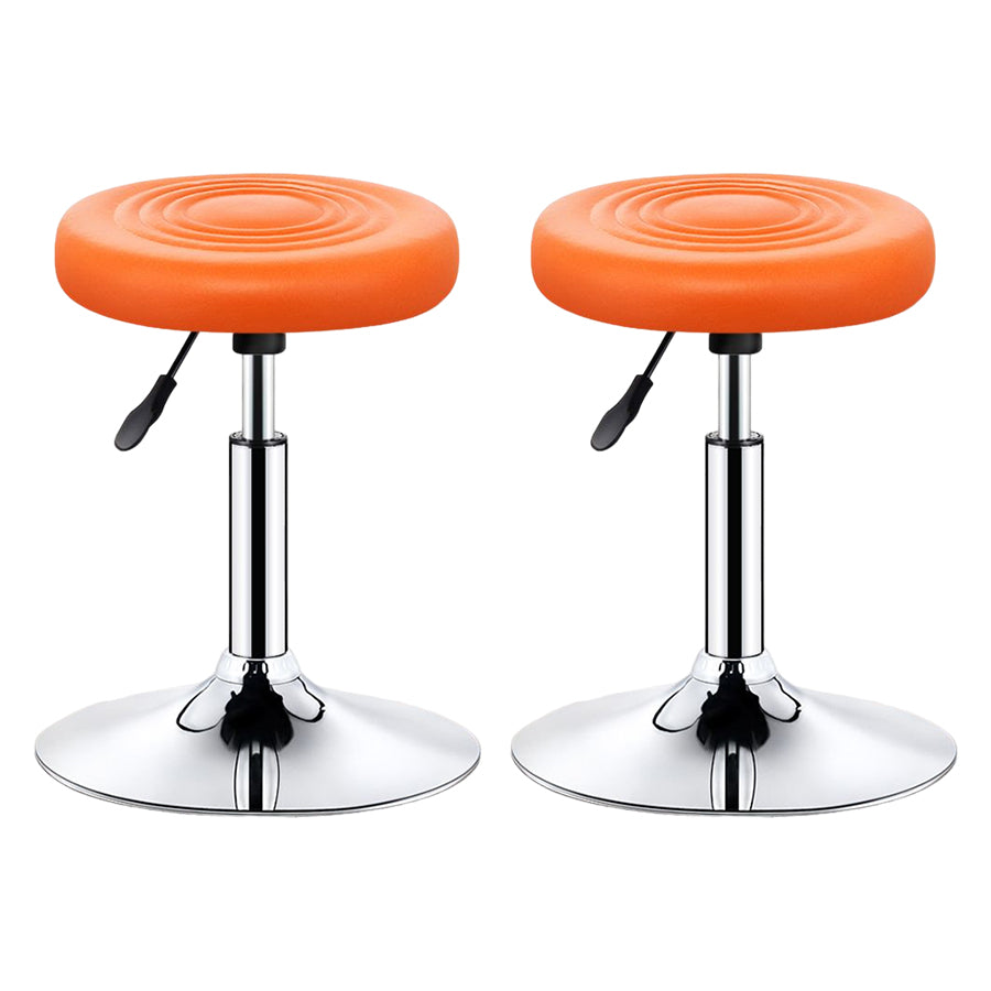 Modern Liftable Rotatable Counter Stool Steel Beauty Shop Bar Stool with Leather Cushion Orange 2 Piece Set Clearhalo 'Bar Furniture' 'Bar Stools' 'bar_stools' 'furn' 'furn_bar_stools' 'furniture_bar_stools' 'Kitchen & Dining Furniture' 'kitchen&dining_furn' 'kitchen' 'kitchen_furn' Furniture' 4512688