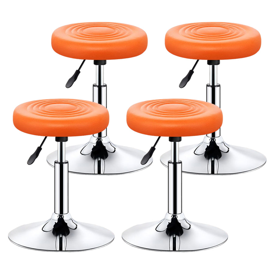 Modern Liftable Rotatable Counter Stool Steel Beauty Shop Bar Stool with Leather Cushion Orange 4 Piece Set Clearhalo 'Bar Furniture' 'Bar Stools' 'bar_stools' 'furn' 'furn_bar_stools' 'furniture_bar_stools' 'Kitchen & Dining Furniture' 'kitchen&dining_furn' 'kitchen' 'kitchen_furn' Furniture' 4512689
