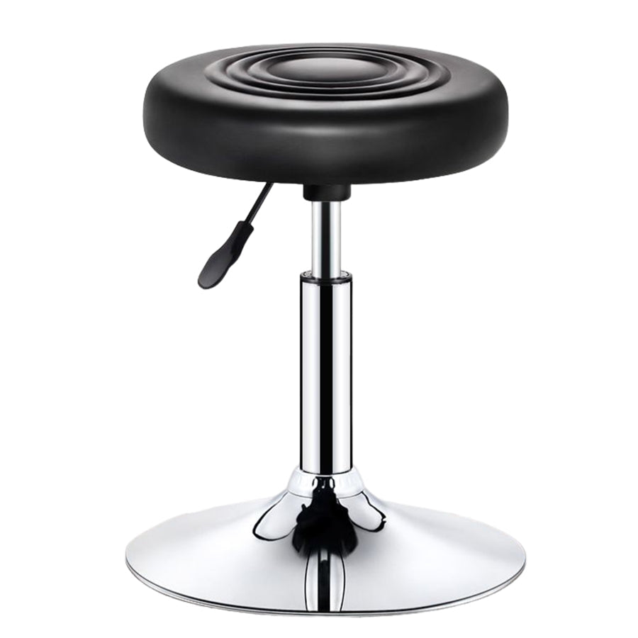 Modern Liftable Rotatable Counter Stool Steel Beauty Shop Bar Stool with Leather Cushion Black 1 Piece Clearhalo 'Bar Furniture' 'Bar Stools' 'bar_stools' 'furn' 'furn_bar_stools' 'furniture_bar_stools' 'Kitchen & Dining Furniture' 'kitchen&dining_furn' 'kitchen' 'kitchen_furn' Furniture' 4512690