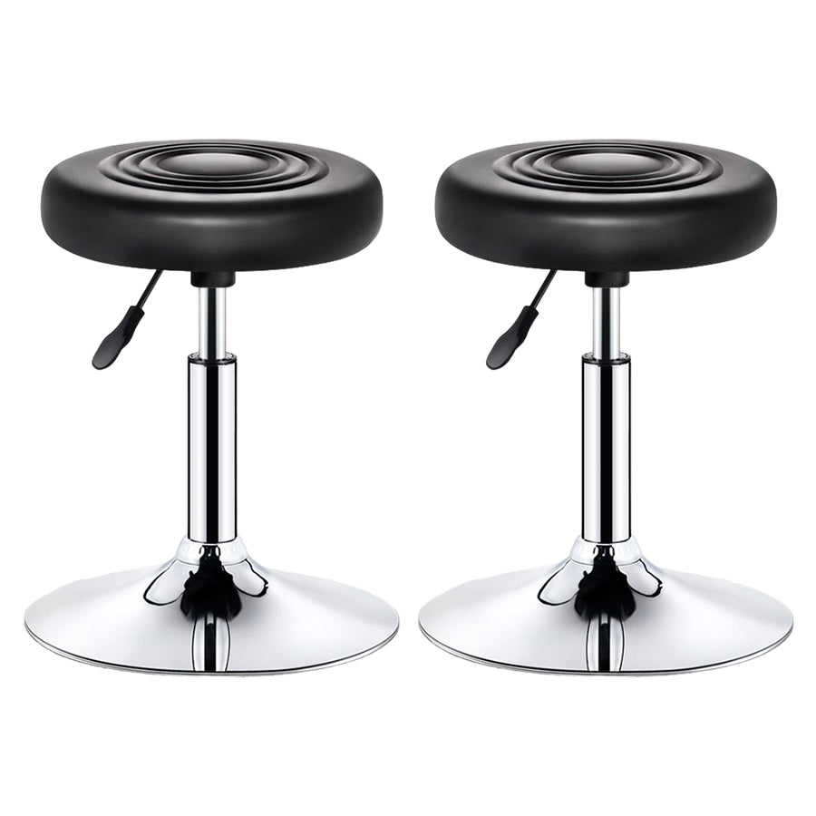 Modern Liftable Rotatable Counter Stool Steel Beauty Shop Bar Stool with Leather Cushion Black 2 Piece Set Clearhalo 'Bar Furniture' 'Bar Stools' 'bar_stools' 'furn' 'furn_bar_stools' 'furniture_bar_stools' 'Kitchen & Dining Furniture' 'kitchen&dining_furn' 'kitchen' 'kitchen_furn' Furniture' 4512691