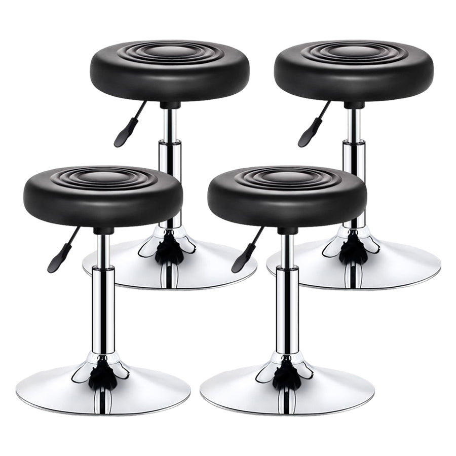 Modern Liftable Rotatable Counter Stool Steel Beauty Shop Bar Stool with Leather Cushion Black 4 Piece Set Clearhalo 'Bar Furniture' 'Bar Stools' 'bar_stools' 'furn' 'furn_bar_stools' 'furniture_bar_stools' 'Kitchen & Dining Furniture' 'kitchen&dining_furn' 'kitchen' 'kitchen_furn' Furniture' 4512692