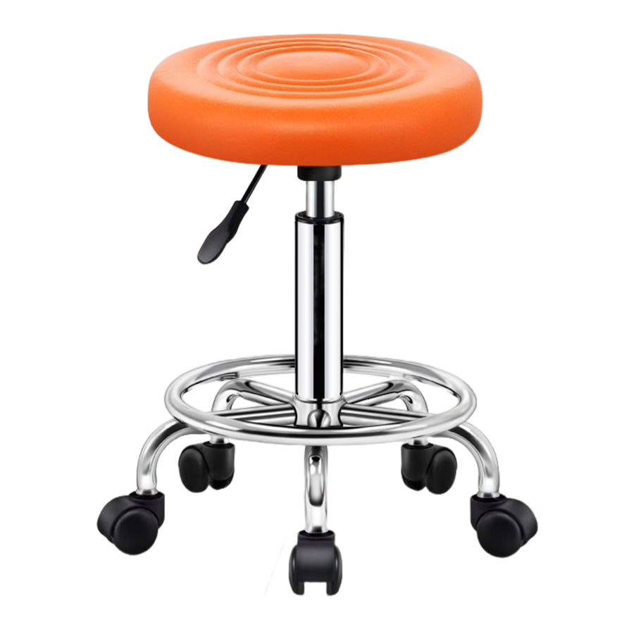 Modern Liftable Rotatable Counter Stool Steel Beauty Shop Bar Stool with Leather Cushion White-Orange 1 Piece Clearhalo 'Bar Furniture' 'Bar Stools' 'bar_stools' 'furn' 'furn_bar_stools' 'furniture_bar_stools' 'Kitchen & Dining Furniture' 'kitchen&dining_furn' 'kitchen' 'kitchen_furn' Furniture' 4512693