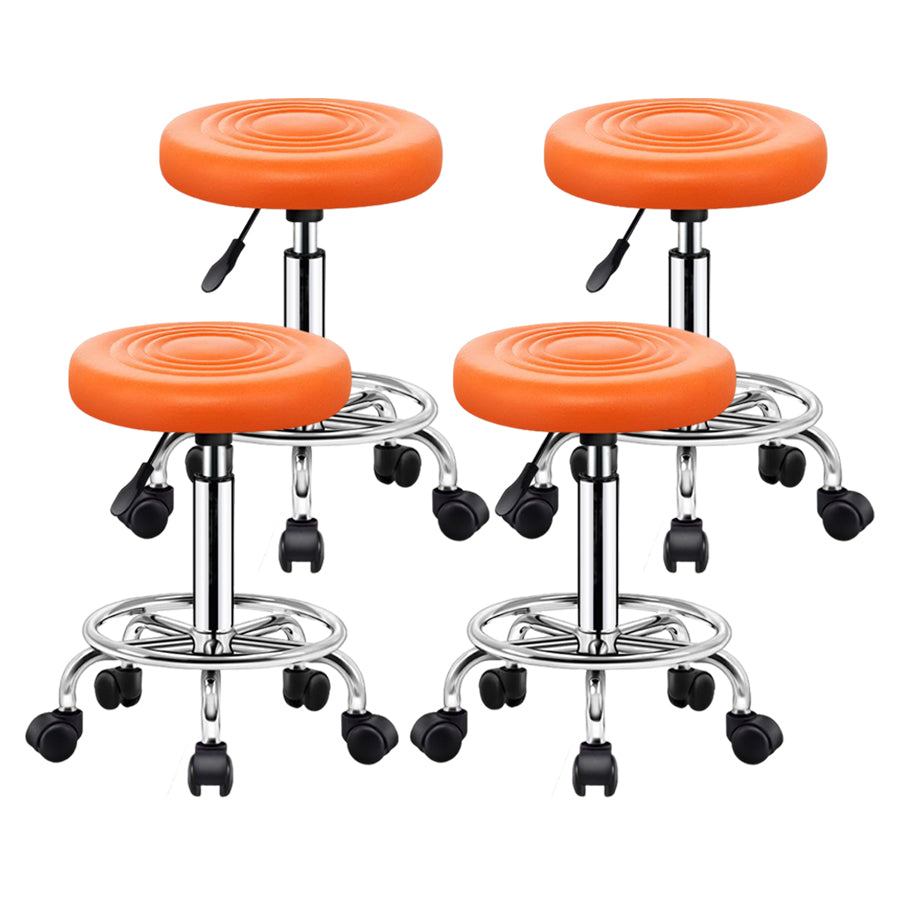 Modern Liftable Rotatable Counter Stool Steel Beauty Shop Bar Stool with Leather Cushion White-Orange 4 Piece Set Clearhalo 'Bar Furniture' 'Bar Stools' 'bar_stools' 'furn' 'furn_bar_stools' 'furniture_bar_stools' 'Kitchen & Dining Furniture' 'kitchen&dining_furn' 'kitchen' 'kitchen_furn' Furniture' 4512695