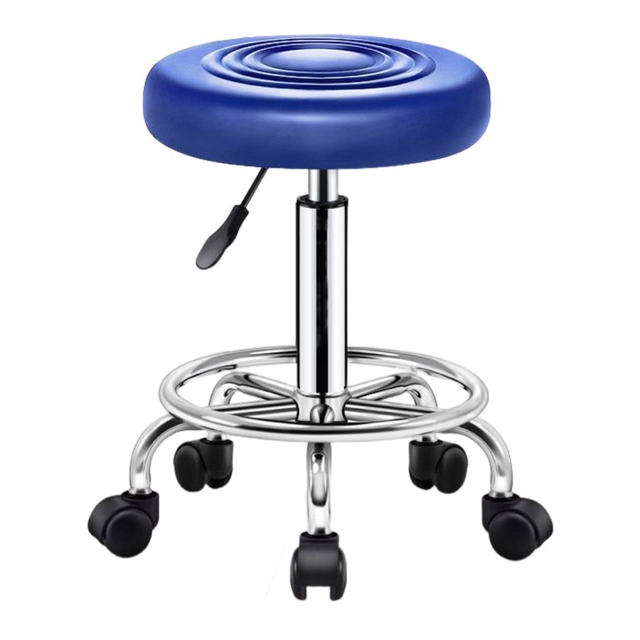 Modern Liftable Rotatable Counter Stool Steel Beauty Shop Bar Stool with Leather Cushion Dark Blue 1 Piece Clearhalo 'Bar Furniture' 'Bar Stools' 'bar_stools' 'furn' 'furn_bar_stools' 'furniture_bar_stools' 'Kitchen & Dining Furniture' 'kitchen&dining_furn' 'kitchen' 'kitchen_furn' Furniture' 4512696